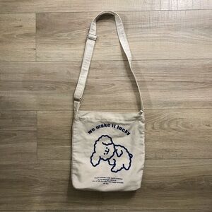 White Puppy Graphic Shoulder Tote Bag